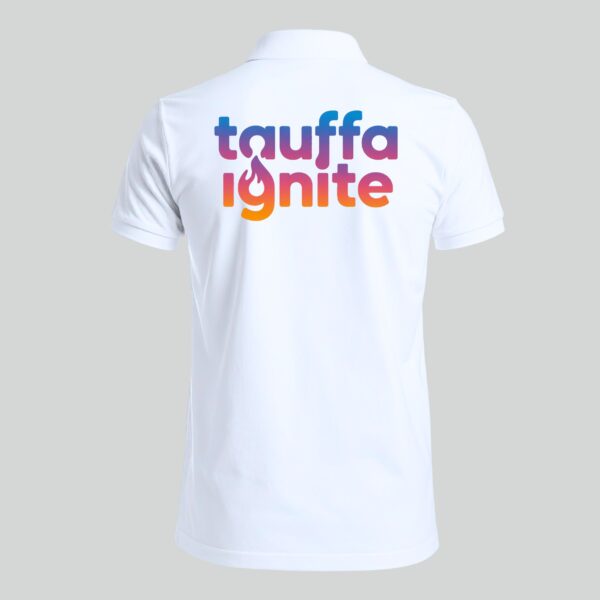 2 Custom Chest & Back Printed White Polo T-Shirt | 80% Cotton 20% Spandex Polo T-Shirt for Corporate Uniforms, Branding & Events