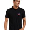 95 Custom Chest & Back Printed Black Spun Polo T-Shirt | 50% Cotton 50% Spandex Corporate Uniform & Branding Polo