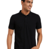 95 Plain Black Spun Polo T-Shirt 50% Cotton 50% Spandex for Corporate Uniforms, Branding and Custom Printing
