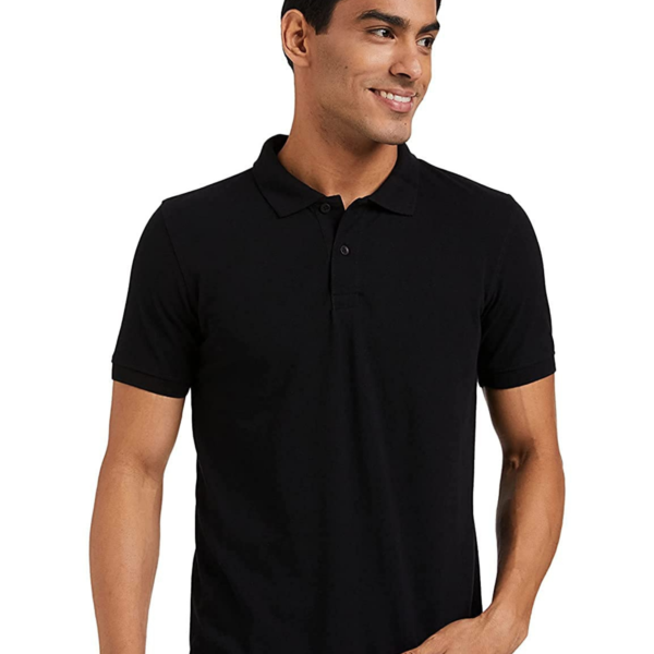 95 Plain Black Spun Polo T-Shirt 50% Cotton 50% Spandex for Corporate Uniforms, Branding and Custom Printing