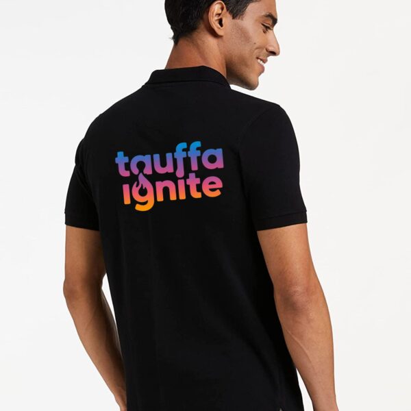 96 Custom Chest & Back Printed Black Spun Polo T-Shirt | 50% Cotton 50% Spandex Corporate Uniform & Branding Polo