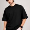 Black Plain French Terry Oversized T-Shirt 240 GSM 100% Combed Cotton Premium Streetwear Tee