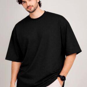 Black Plain French Terry Oversized T-Shirt 240 GSM 100% Combed Cotton Premium Streetwear Tee