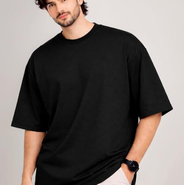 Black Plain French Terry Oversized T-Shirt 240 GSM 100% Combed Cotton Premium Streetwear Tee