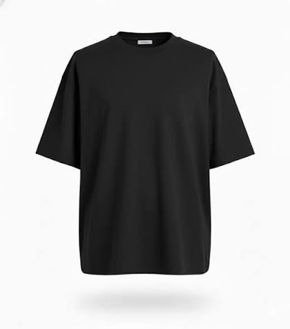 Black Plain French Terry Oversized T-Shirt 240 GSM 100% Combed Cotton | Premium Heavyweight Oversized T-Shirt for Men & Women
