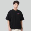 5 Custom Chest & Back Printed Black Oversized T-Shirt 240 GSM | Premium Cotton Oversized T-Shirt for Branding & Streetwear