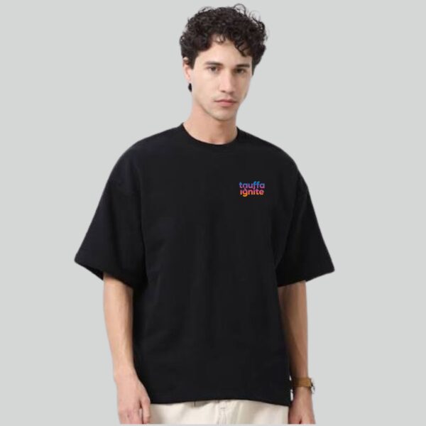 5 Custom Chest & Back Printed Black Oversized T-Shirt 240 GSM | Premium Cotton Oversized T-Shirt for Branding & Streetwear